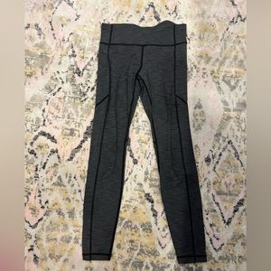 Lululemon grey heather leggings with pockets, size 6.